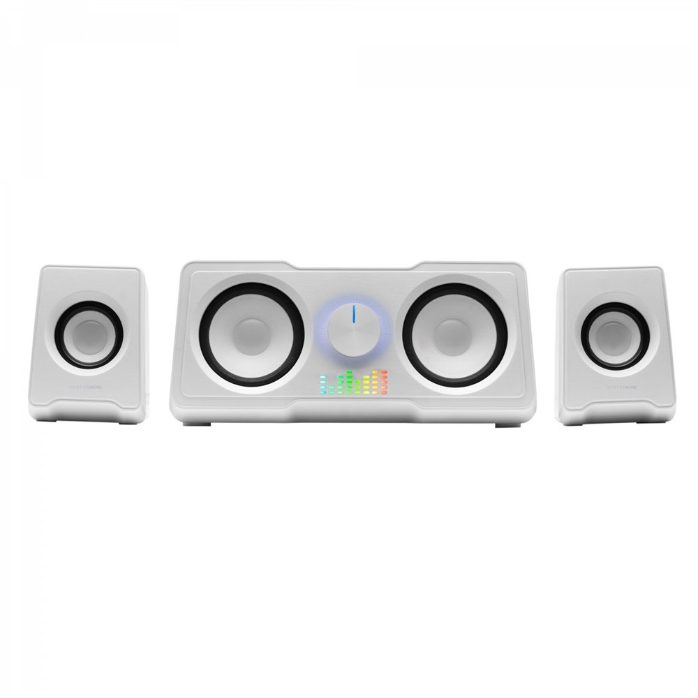 Mars gaming ms22w altavoces compactos gaming 2.2 rgb flow subwoofer + 4 altavoces activos sonido dsp 35w blanco