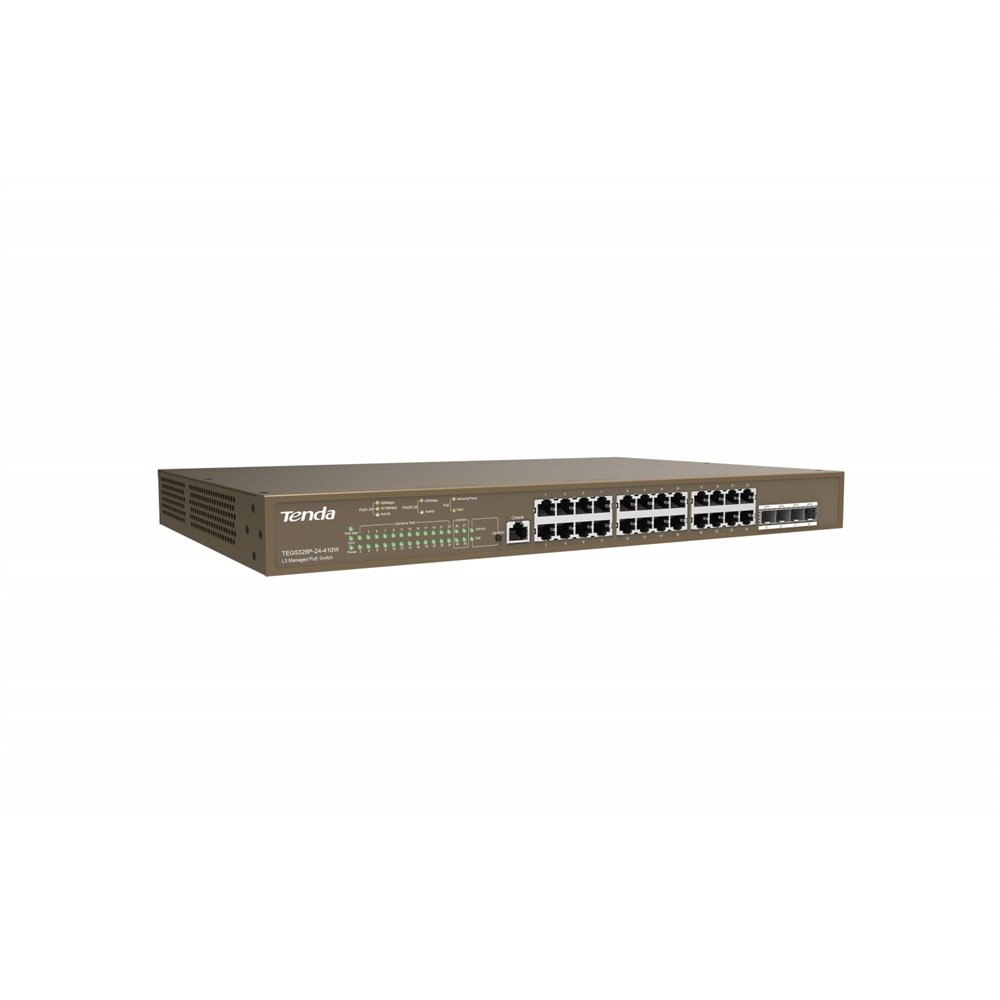 Tenda teg5328p-24-410w gestionado l3 gigabit ethernet (10/100/1000) energãâ­a sobre ethernet (poe) 1u gris