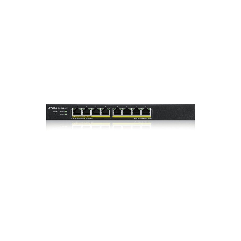 zyxel gs1915-8ep gestionado l2 gigabit ethernet (10/100/1000) energí­a sobre ethernet (poe) negro