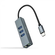 Nanocable conversor usb-c a ethernet gigabit + 3xusb 3.0, aluminio, gris, 15 cm
