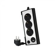Nanocable regleta de sobremesa con 3 tomas de tierra y 2 usbâ´s con luz, negro