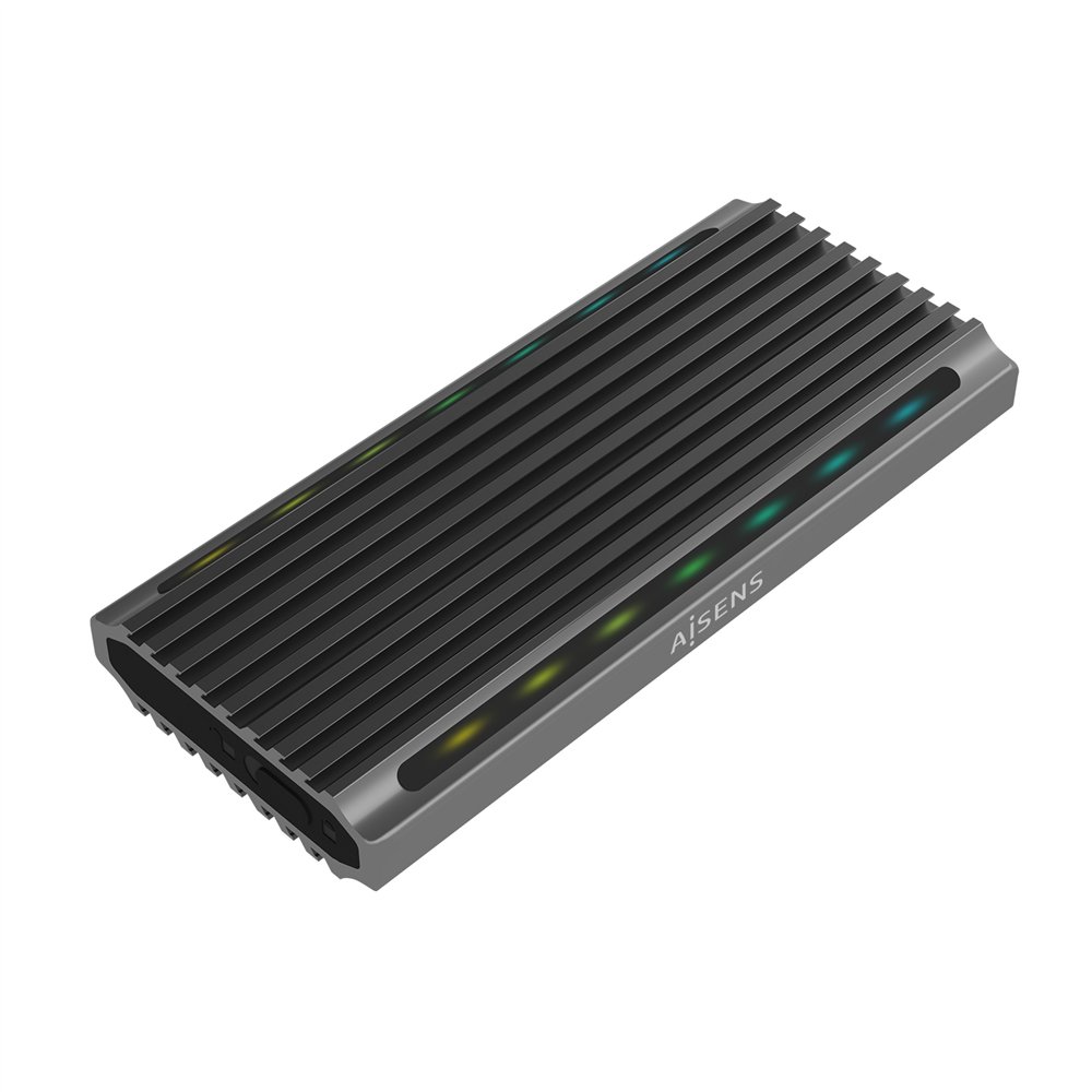 Aisens caja externa m.2 rgb gaming asm2-rgb011gr sata/nvme a usb3.1 gen2, gris