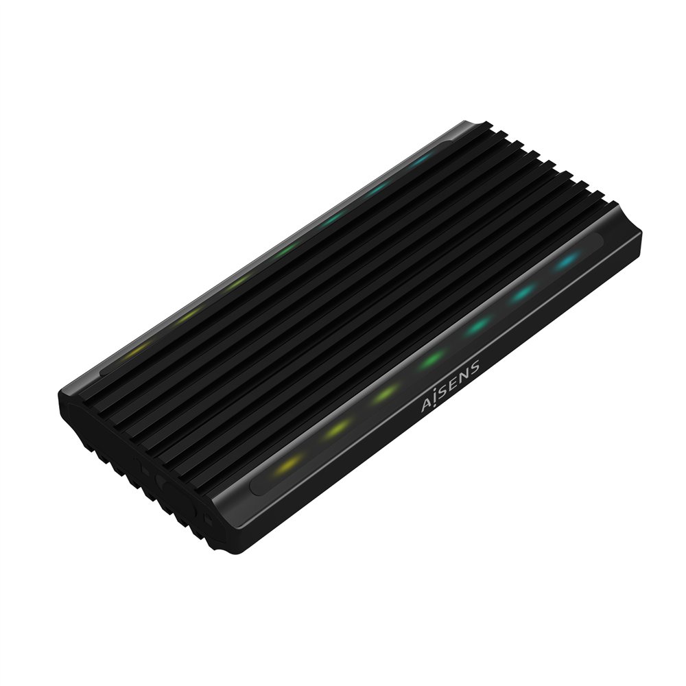Aisens caja externa m.2 rgb gaming asm2-rgb012b sata/nvme a usb3.1 gen2, negra