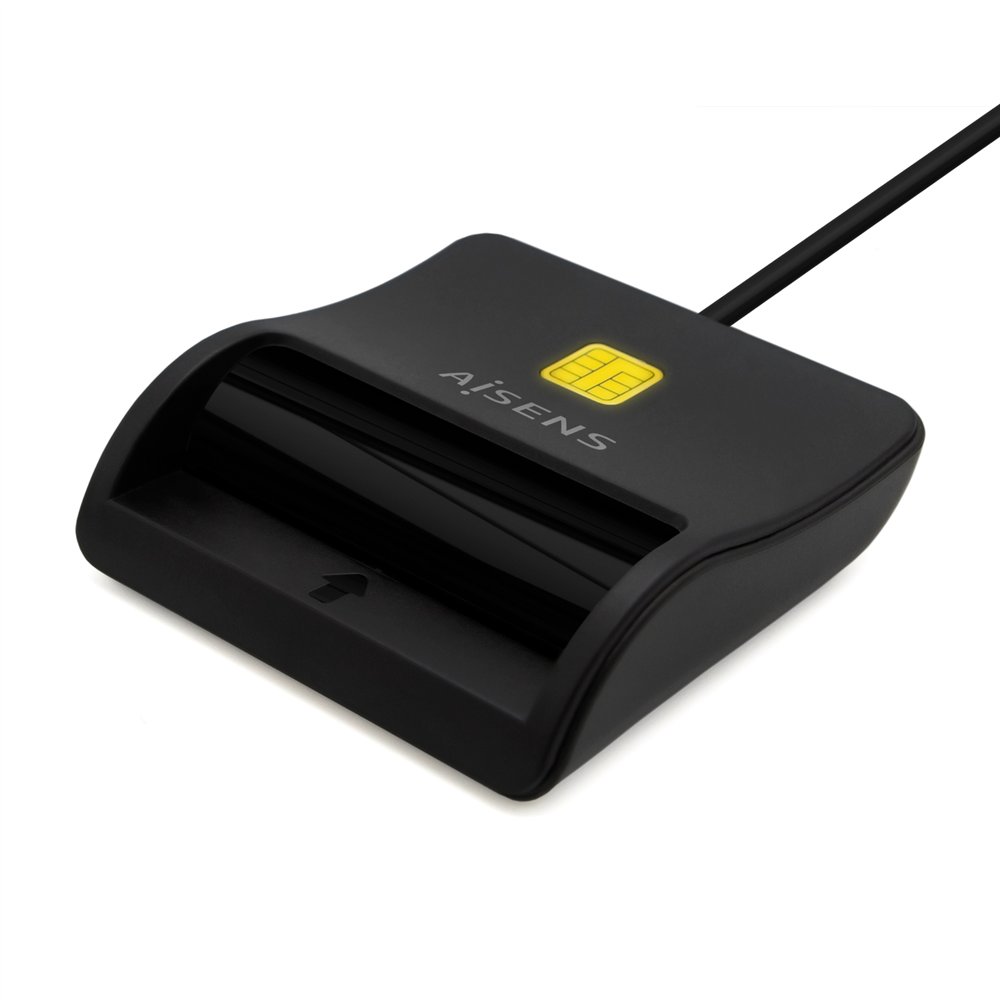 Aisens lector de tarjeta inteligente dni, usb-c, negro