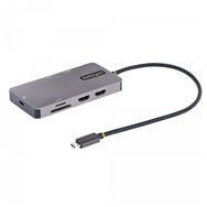startech.com adaptador multipuertos usb c 2x hdmi 4k 60hz, hub usb-a 3.1 2pt 5gbps, pd 100w, gbe, sd/microsd, cable de 30cm, doc