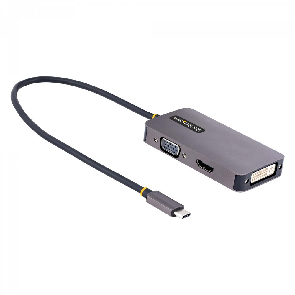 startech.com adaptador de ví­deo usb c, adaptador usb tipo c a hdmi vga dvi hasta 4k 60hz, adaptador de pantalla multipuertos, c