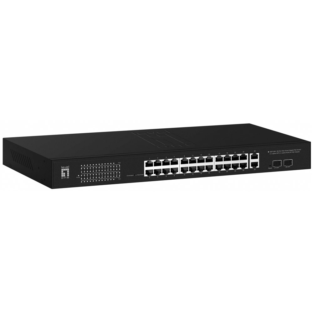 Levelone gep-2841 switch gestionado l2 gigabit ethernet (10/100/1000) energí­a sobre ethernet (poe) 1u negro