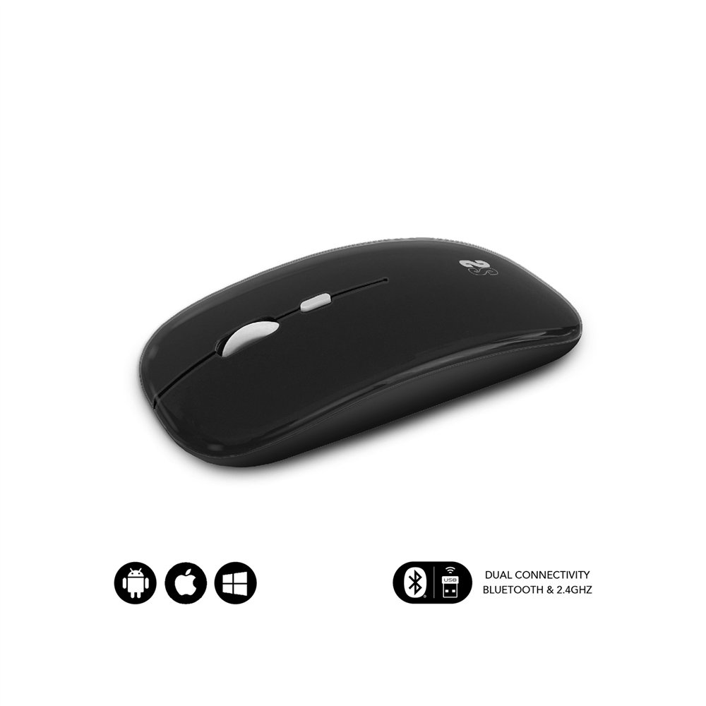 subblim ratón í?ptico inalámbrico 2.4g y bluetooth dual flat mouse recargable negro