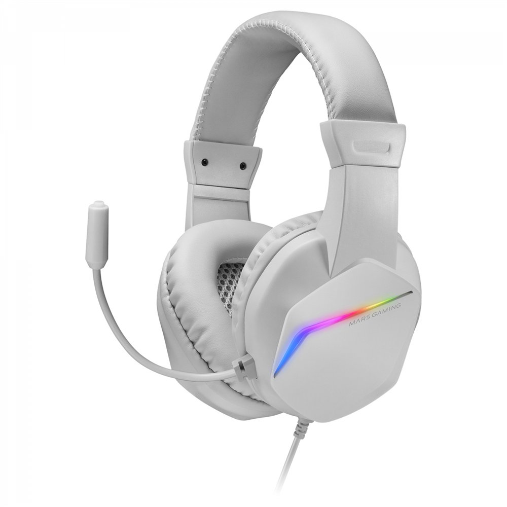 Mars gaming mh122 blanco, cascos gaming frgb over ear con micrã³fono, sonido hifi, cancelaciã³n de sonido, ultraligeros, ps4 ps5