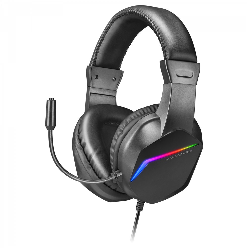 mars gaming mh122 negro, cascos gaming frgb over ear con micrófono, sonido hifi, cancelación de sonido, ultraligeros, ps4 ps5 xb