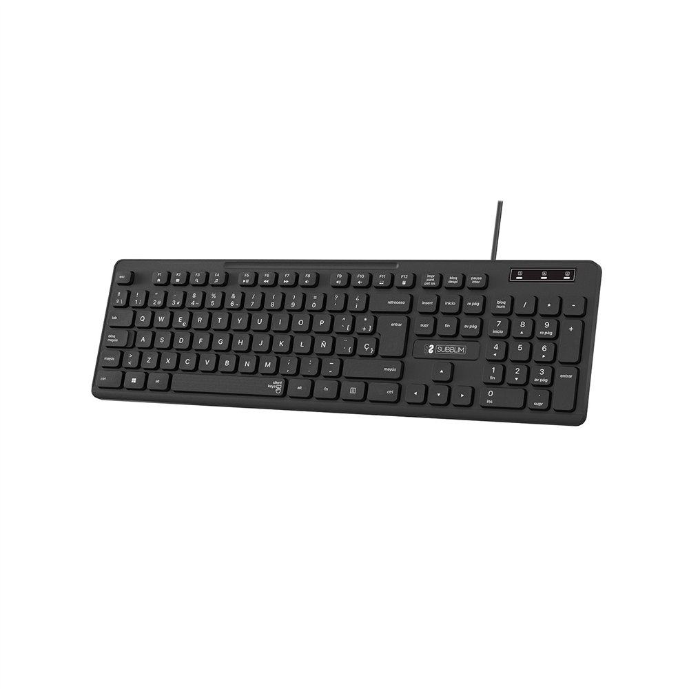 Subblim teclado ergonómico business slim silencioso con cable usb