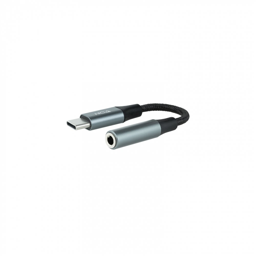 Nanocable cable adaptador audio usb-c/m a jack 3.5/h, 11 cm, negro/gris