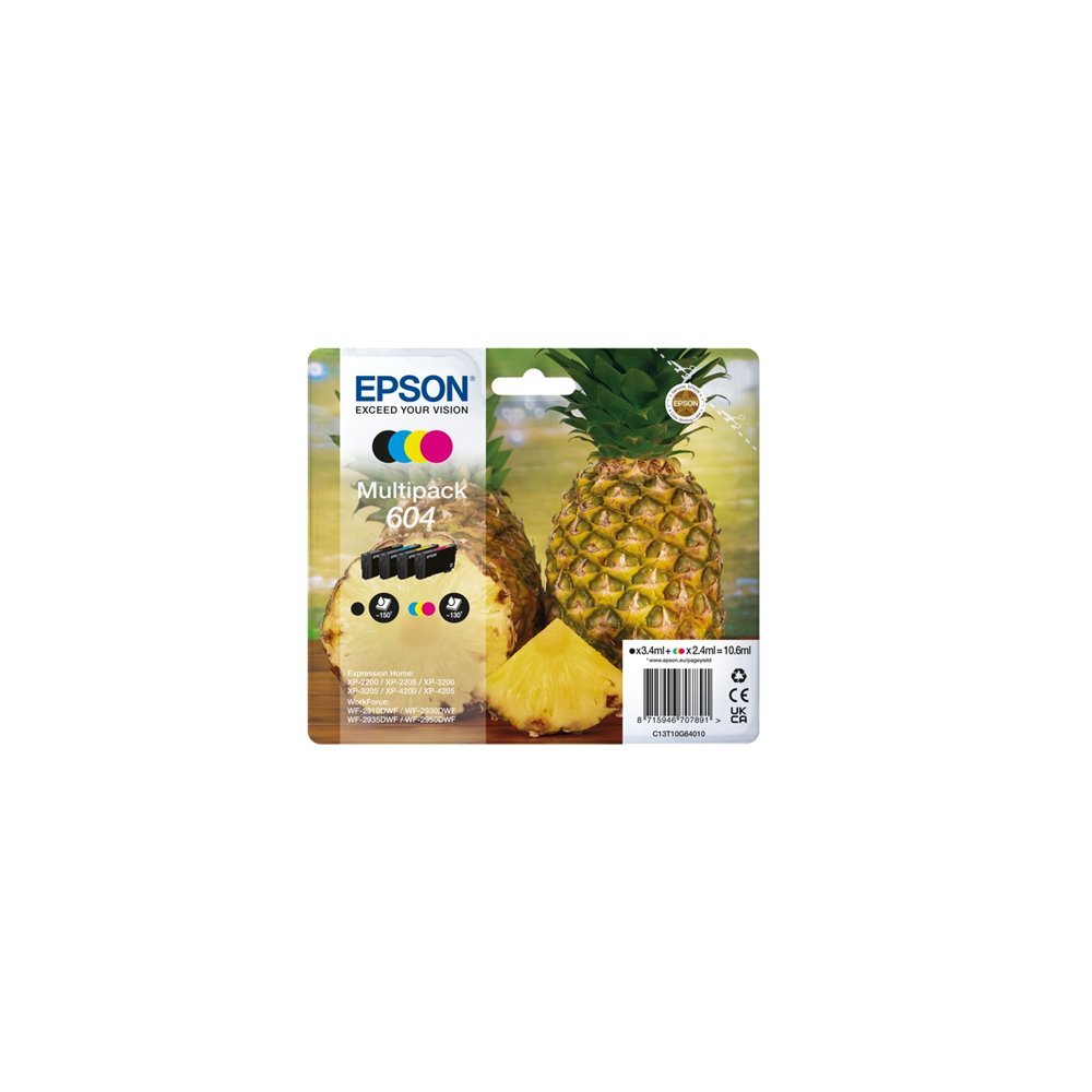 Epson 604 cartucho de tinta 4 pieza(s) compatible rendimiento estándar negro, cian, magenta, amarillo