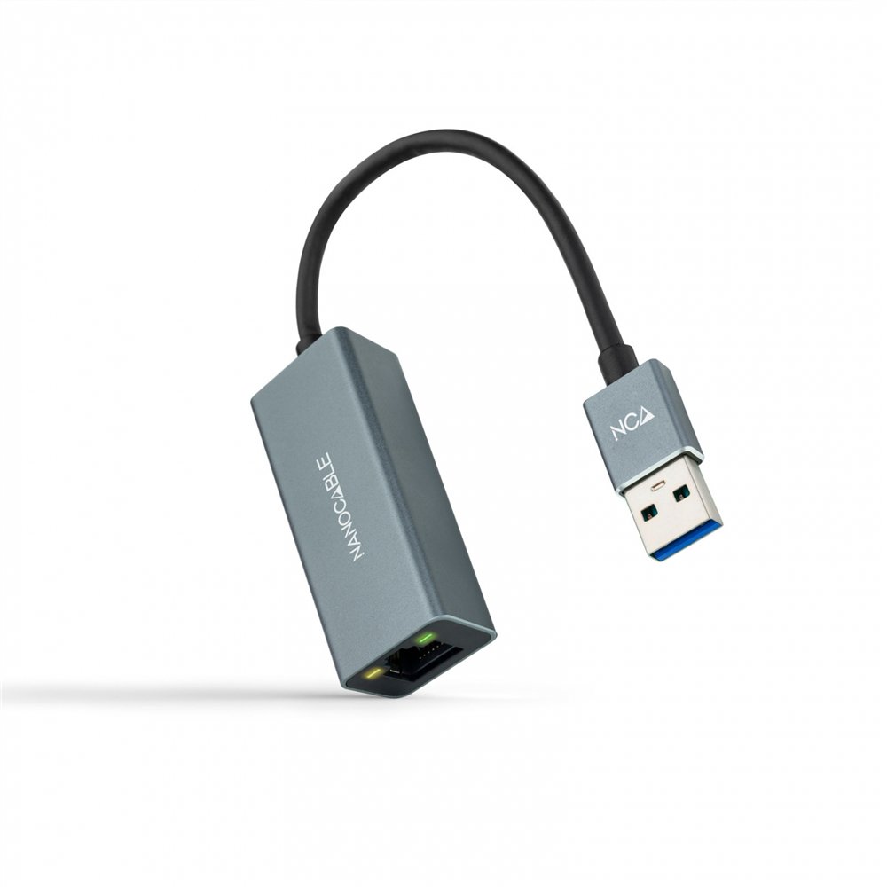 Nanocable conversor usb 3.0 a ethernet gigabit 10/100/1000 mbps, aluminio, gris, 15 cm