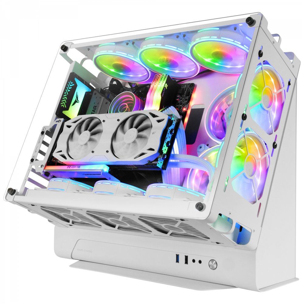 Mars gaming mcb blanco caja pc gaming atx xl ediciã³n custom premium estructura modular doble cã¡mara