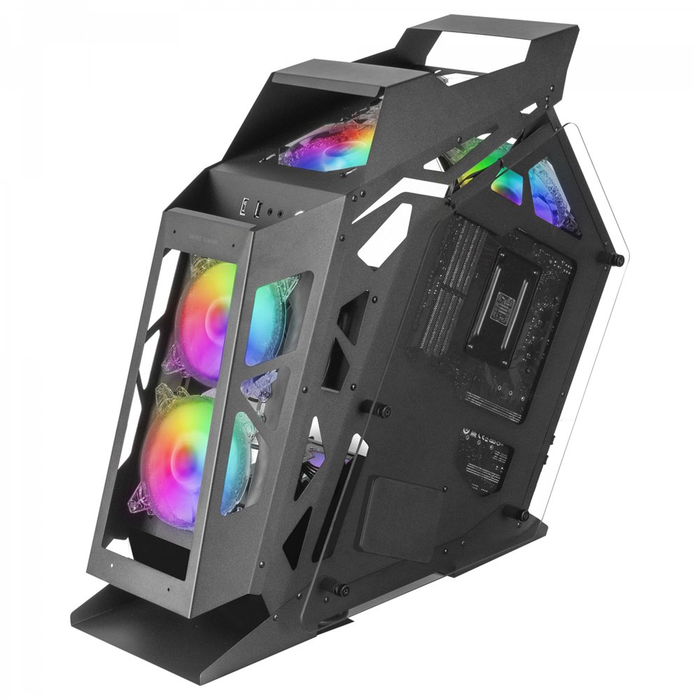 Mars gaming mc61 negro caja pc gaming compacta micro-atx 4xventilador 12cm argb chroma