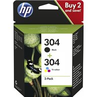 Hp paquete de 2 cartuchos de tinta original 304 negro/tricolor
