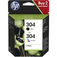 Hp paquete de 2 cartuchos de tinta original 304 negro/tricolor