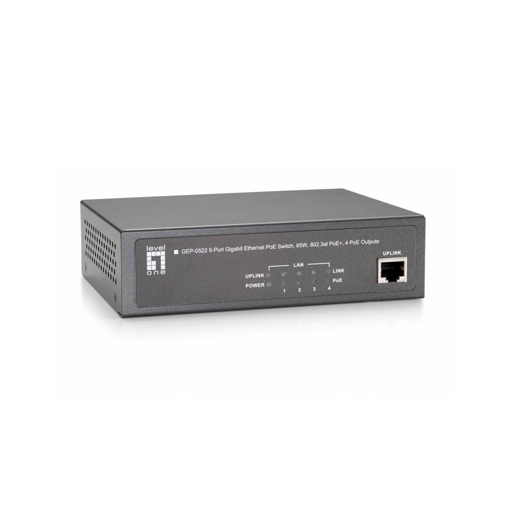levelone gep-0522 switch gigabit ethernet (10/100/1000) energí­a sobre ethernet (poe) gris