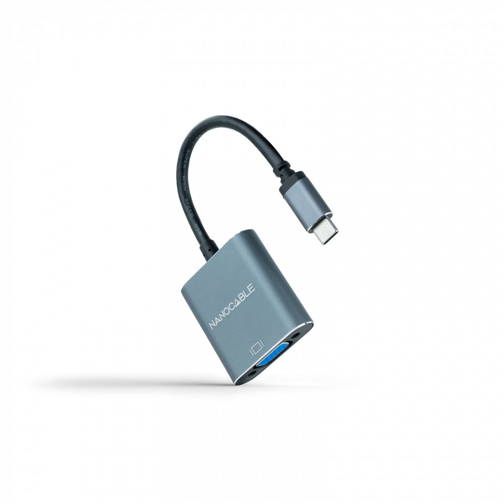 Nanocable conversor usb-c a vga, usb-c/m-vga/h, aluminio, gris, 10 cm