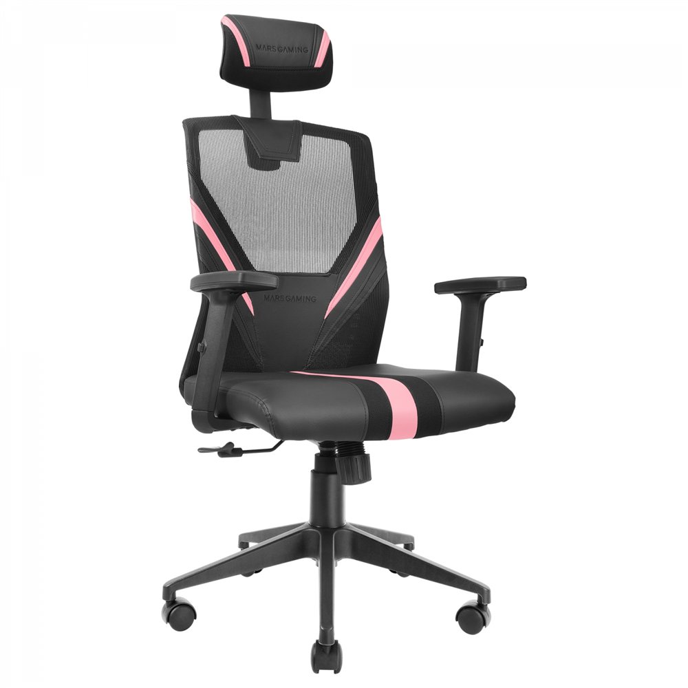 mars gaming mgc-ergo rosa silla gaming ergonómica malla transpirable soporte ajustable cervical + lumbar + reposabrazos