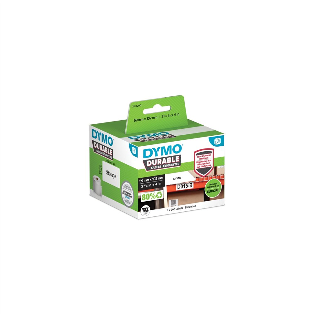 Dymo durable blanco etiqueta para impresora autoadhesiva