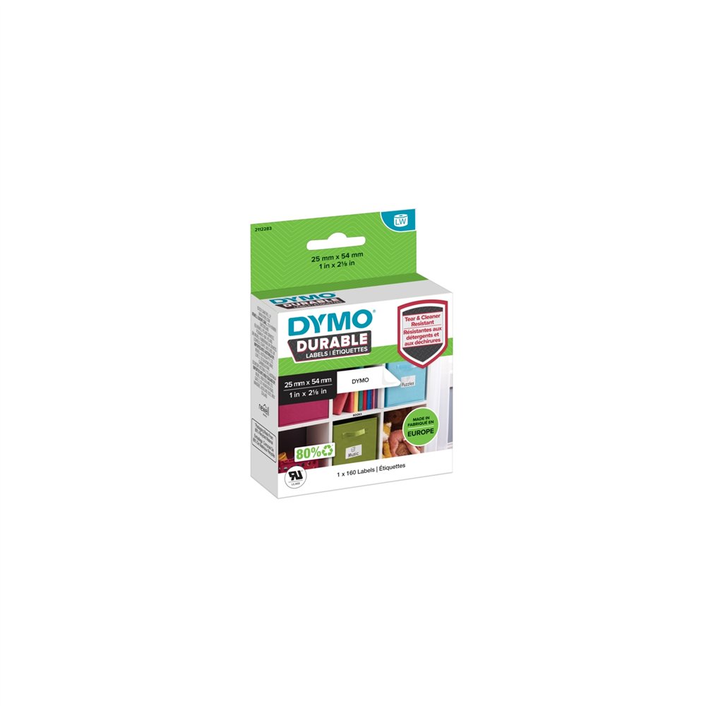 Dymo durable blanco etiqueta para impresora autoadhesiva