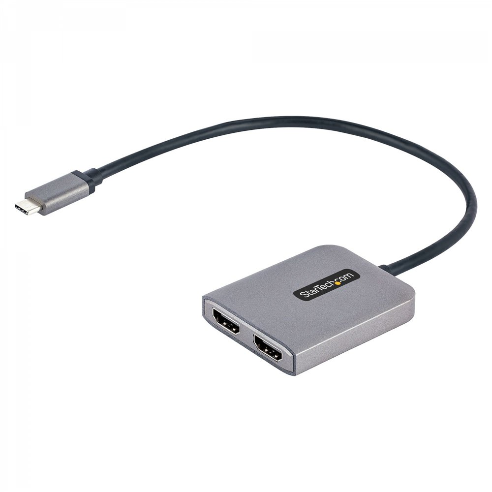 startech.com hub concentrador mst usb-c a 2 puertos hdmi - hdmi doble de 4k a 60hz - adaptador multimonitor usb tipo c con cable