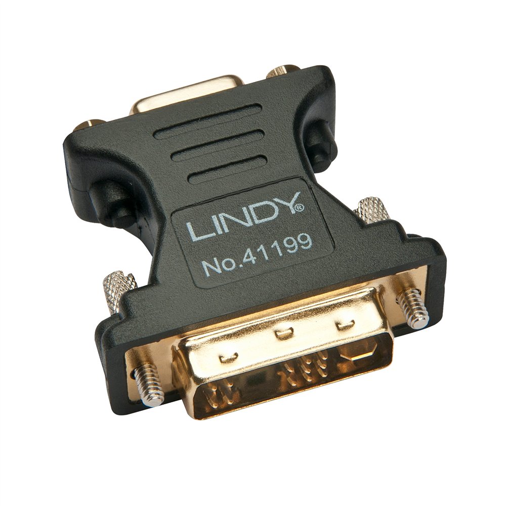 lindy 41199 cambiador de género para cable vga dvi-i negro, oro