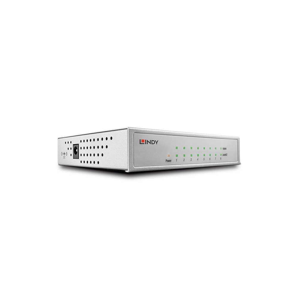lindy 25045 switch gestionado gigabit ethernet (10/100/1000) energí­a sobre ethernet (poe) plata