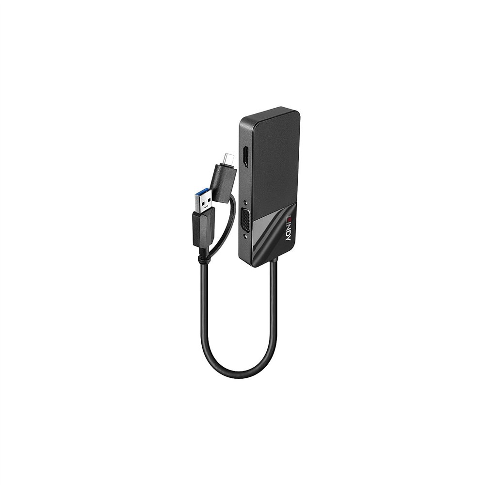Lindy 43354 hub de interfaz usb 3.2 gen 1 (3.1 gen 1) type-a + type-c negro