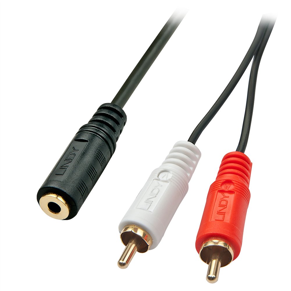 Lindy 35677 cable de audio 0,25 m 2 x rca 3,5mm negro, rojo, blanco