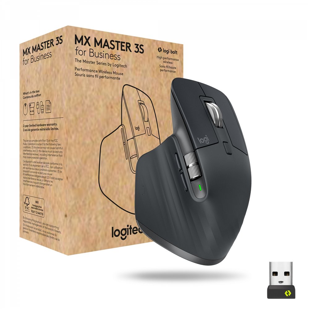 Logitech mx master 3s for business ratón mano derecha rf wireless + bluetooth laser 8000 dpi