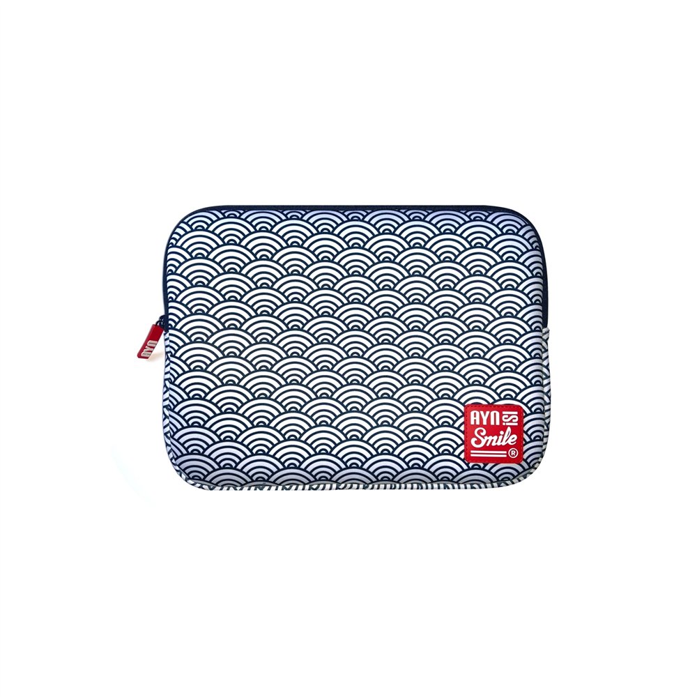 funda sleeve para portátil de 13 y 14 pulgadas smile kimono de neopreno estampado japonés seigaiha