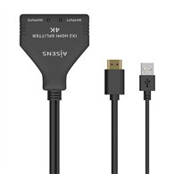 Aisens hdmi duplicador 4k@30hz 1ãâ2 con alimentaciã³n usb y cable, negro, 30 cm