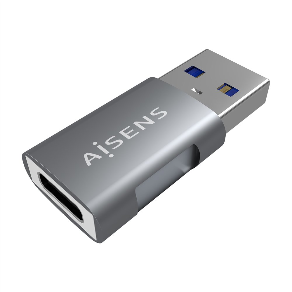 Aisens mini adaptador usb 3.2 gen2 10g 3a, tipo usb-c/h-a/m, gris
