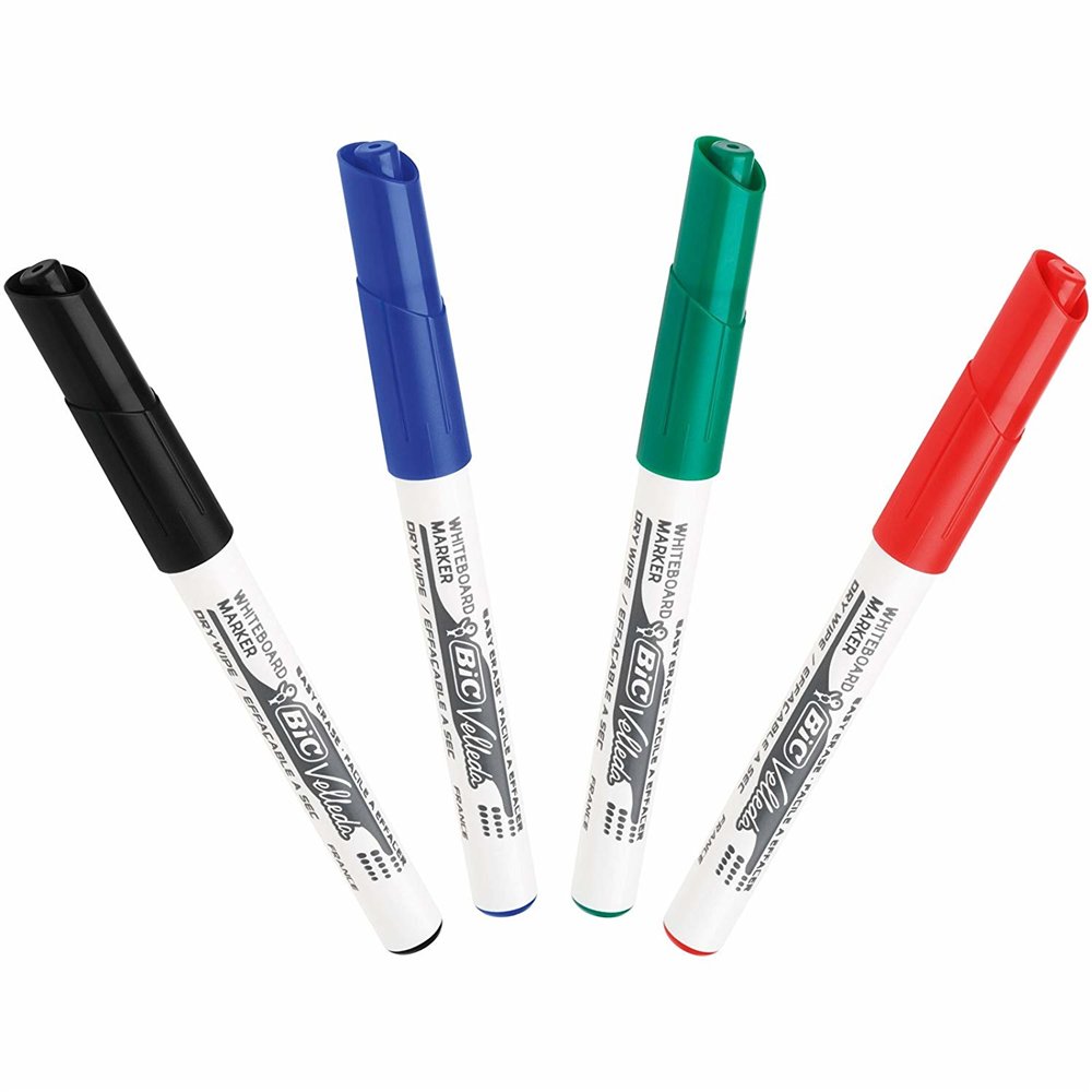 Bic velleda 1741 marcador 4 pieza(s) punta redonda negro, azul, verde, rojo