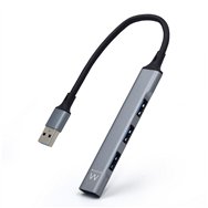 Ewent ew1144 hub de interfaz usb 3.2 gen 1 (3.1 gen 1) type-a 5000 mbit/s gris, plata