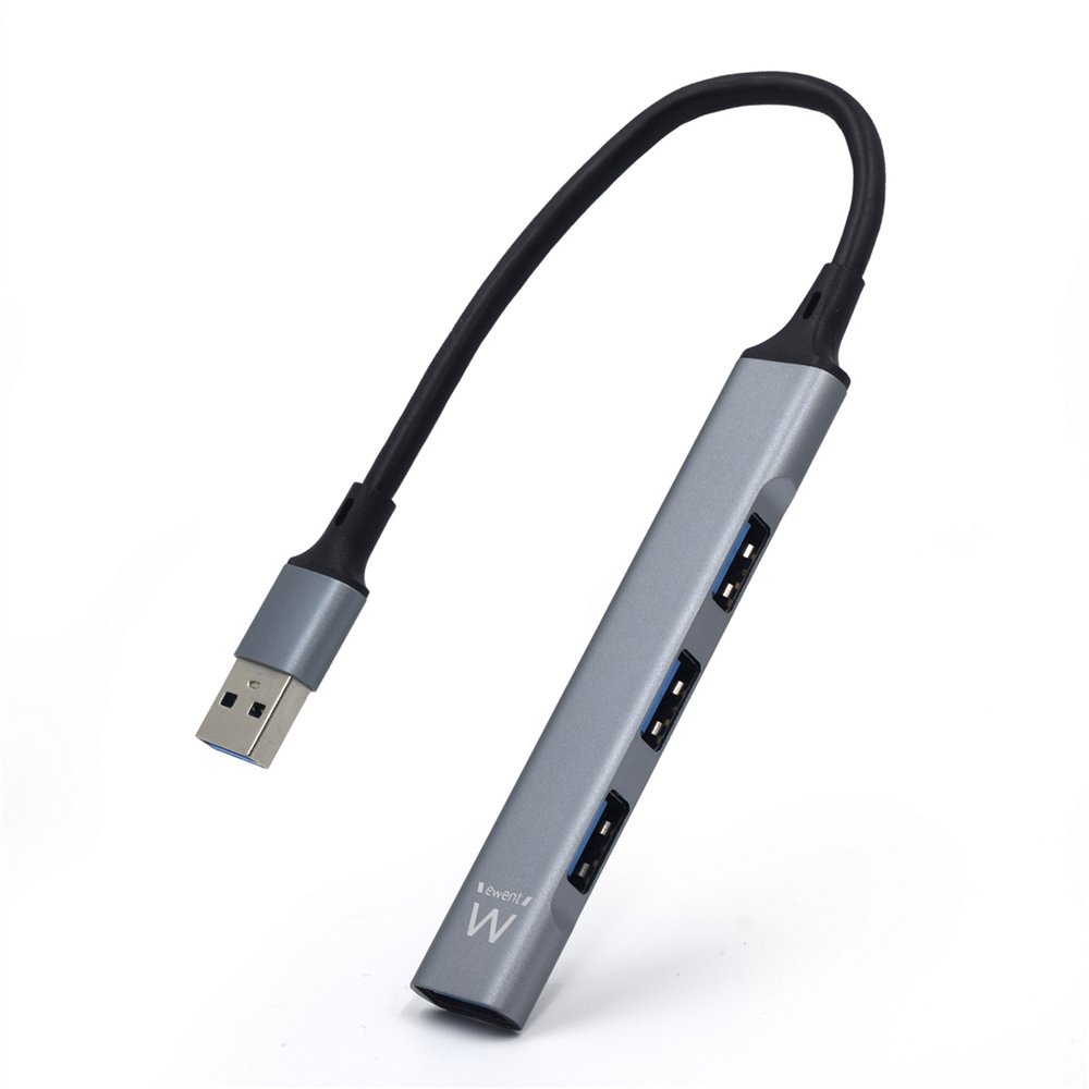 Ewent ew1144 hub de interfaz usb 3.2 gen 1 (3.1 gen 1) type-a 5000 mbit/s gris, plata