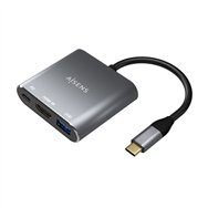 Aisens conversor usb-c a hdmi/usb-c/tipo a usb 3.0, 3 en 1, gris, 15cm