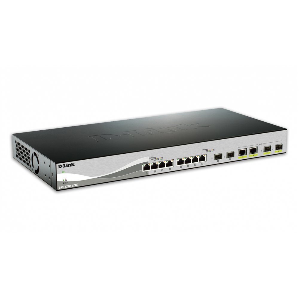 d-link dxs-1210-12tc/e switch gestionado l2 10g ethernet (100/1000/10000) 1u negro, plata