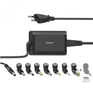 Hama  cargador universal portã¡til, con 7 adaptadores, de 15-19v/65w, enchufe europeo, color negro