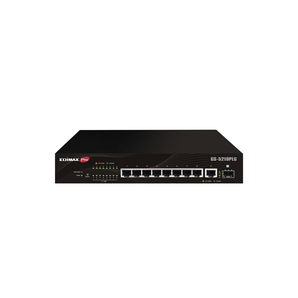 edimax switch gs-5210plg gestionado gigabit ethernet (10/100/1000) energí­a sobre ethernet (poe) negro