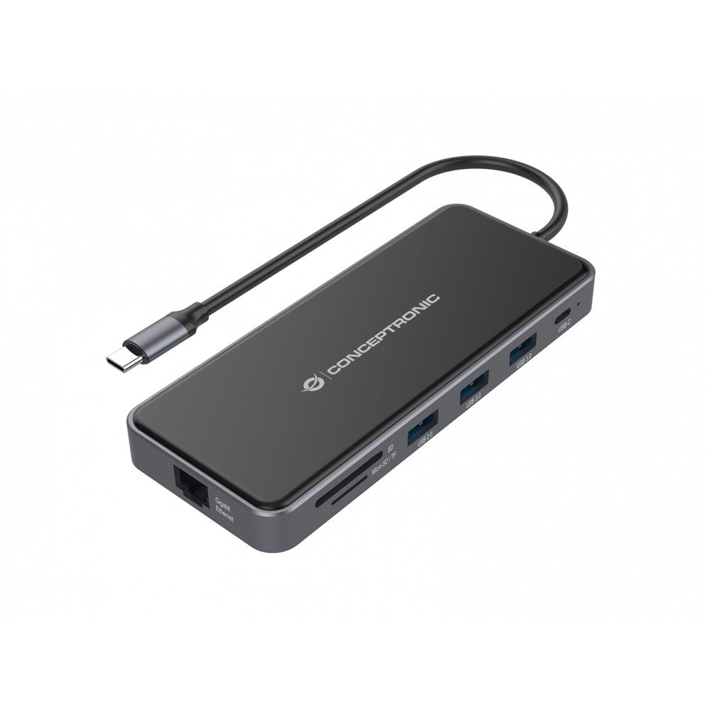 Conceptronic donn15g base para portã¡til y replicador de puertos alã¡mbrico usb 3.2 gen 1 (3.1 gen 1) type-c gris