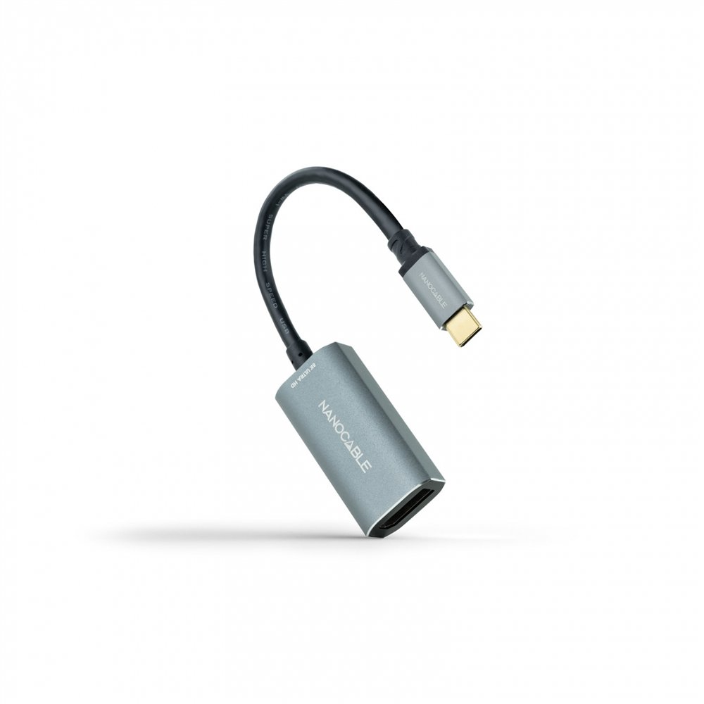 Nanocable conversor usb-c a displayport 8k aluminio, 15 cm, gris