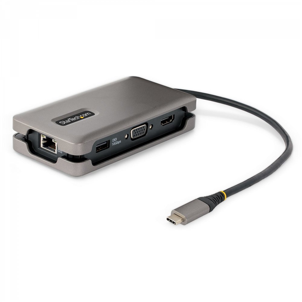 Startech.com adaptador multipuertos usb-c - hdmi 4k a 60hz vga - hub ladrón usb de 3 puertos - power delivery de paso de 100w - 