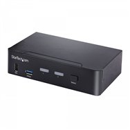 Startech.com switch conmutador kvm usb c tipo c, kvm de 2 puertos displayport con vãâ­deo uhd hdr de 4k 60hz, audio de 3,5mm, h