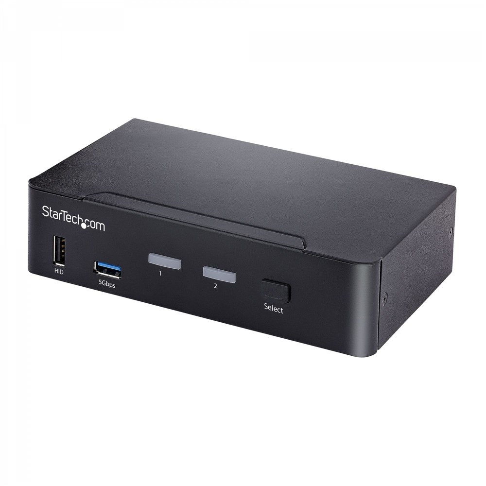 Startech.com switch conmutador kvm usb c tipo c, kvm de 2 puertos displayport con vãâ­deo uhd hdr de 4k 60hz, audio de 3,5mm, h