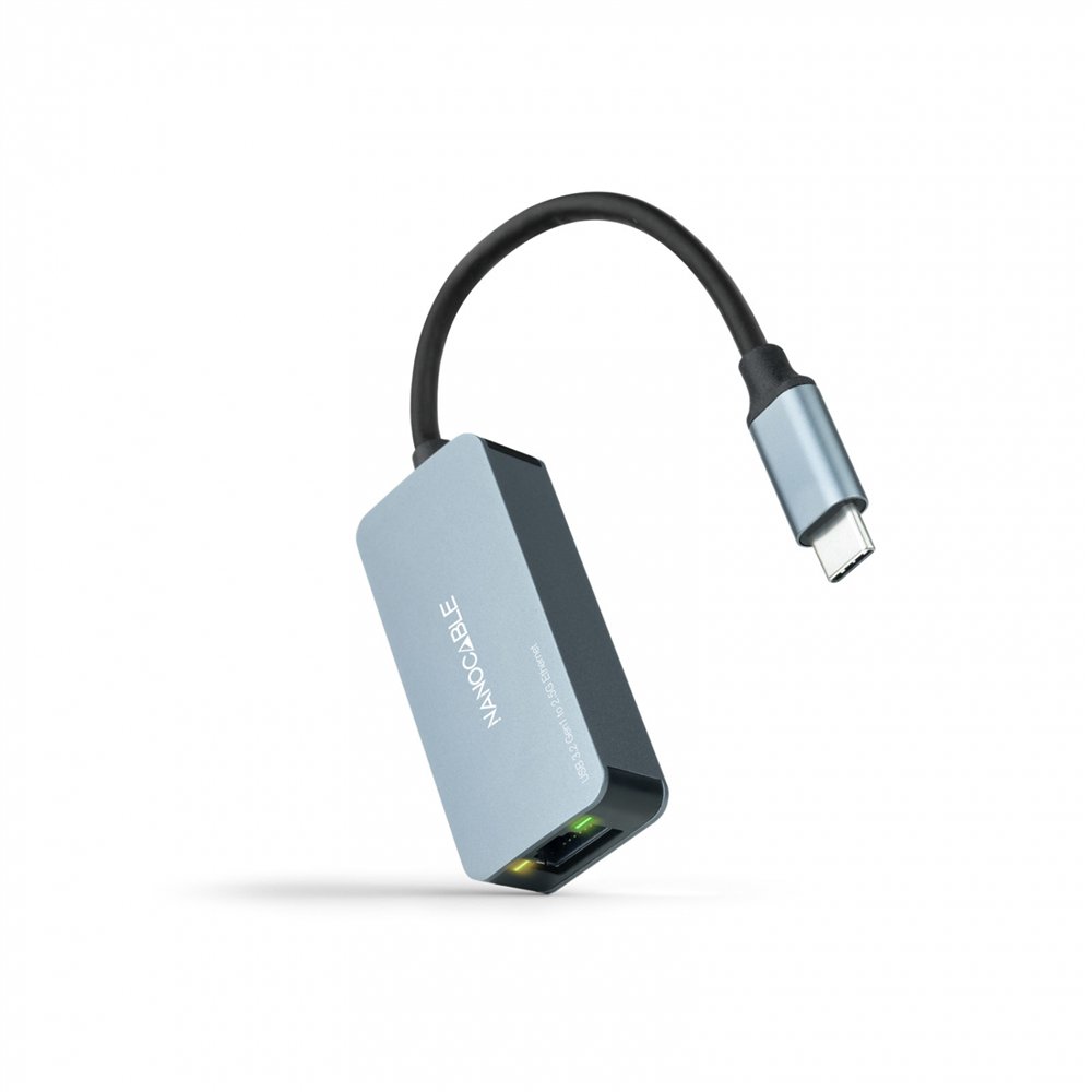 nanocable conversor usb-c 3.2 gen1 a ethernet 2.5g, aluminio, gris, 15 cm