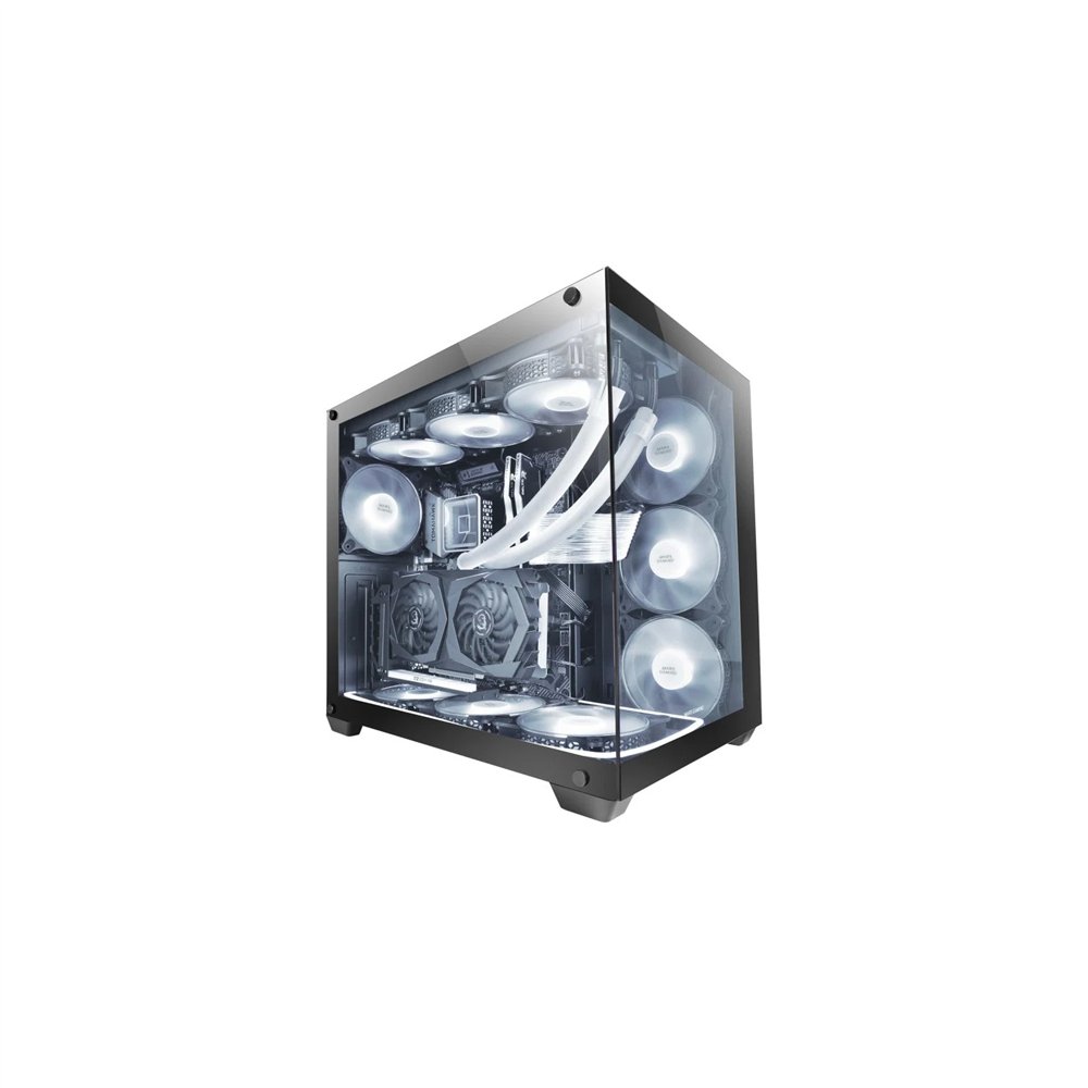 Mars gaming mcv4 negro torre gaming custom xxl e-atx ventana cristal templado lateral y frontal sin marco estructura modular dob
